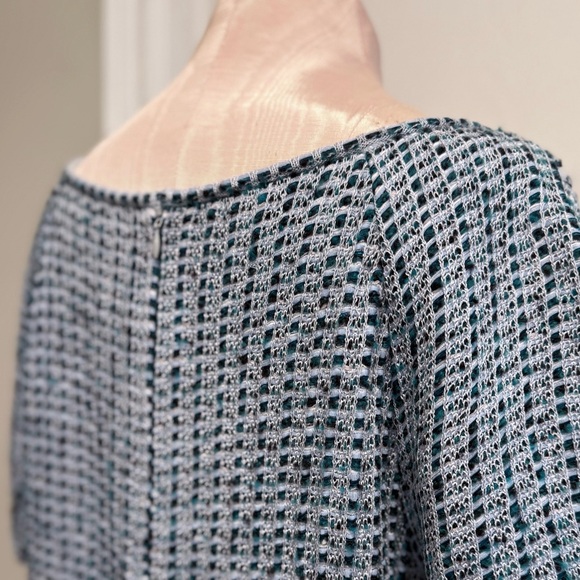 St. John Blue and White Patterned Midi Dress - Picture 12 of 15